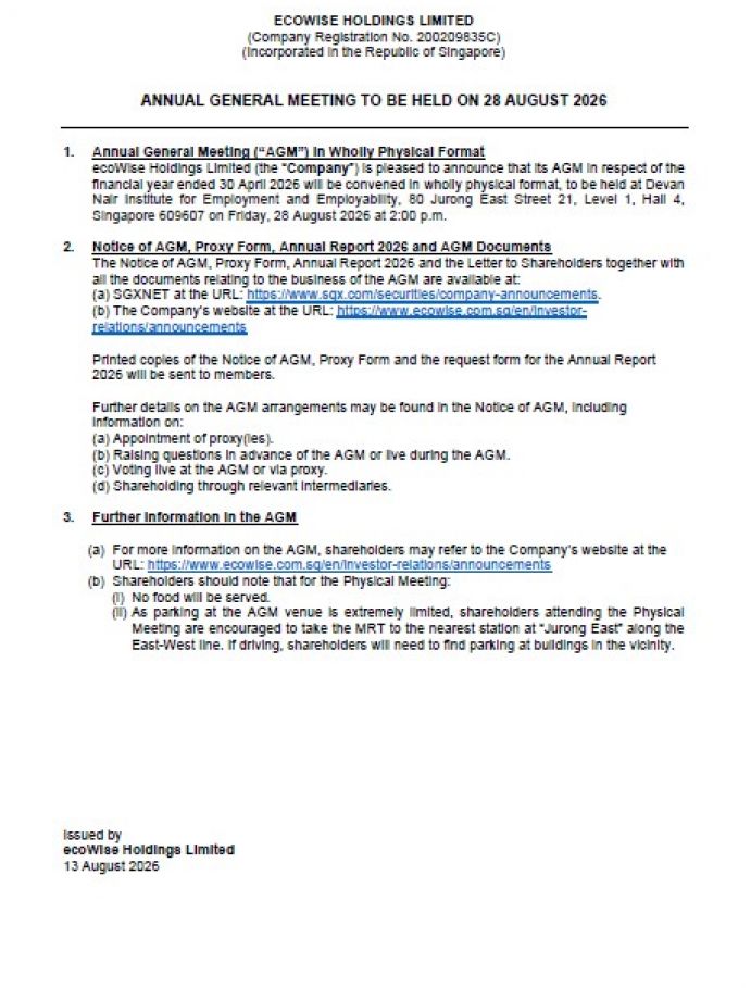 AGM Arrangement 2026