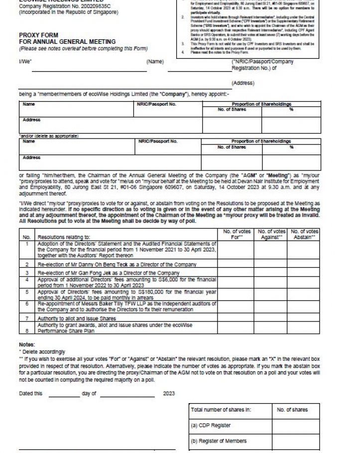 Proxy Form 2023