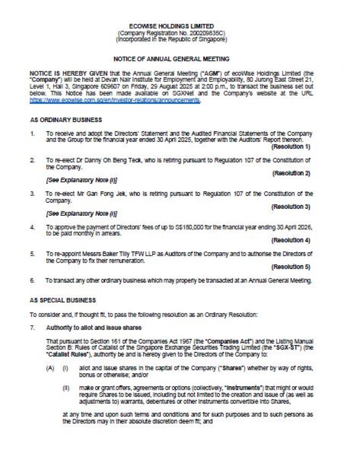 Notice of AGM 2025