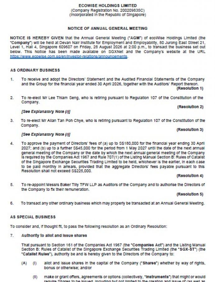 Notice of AGM 2026