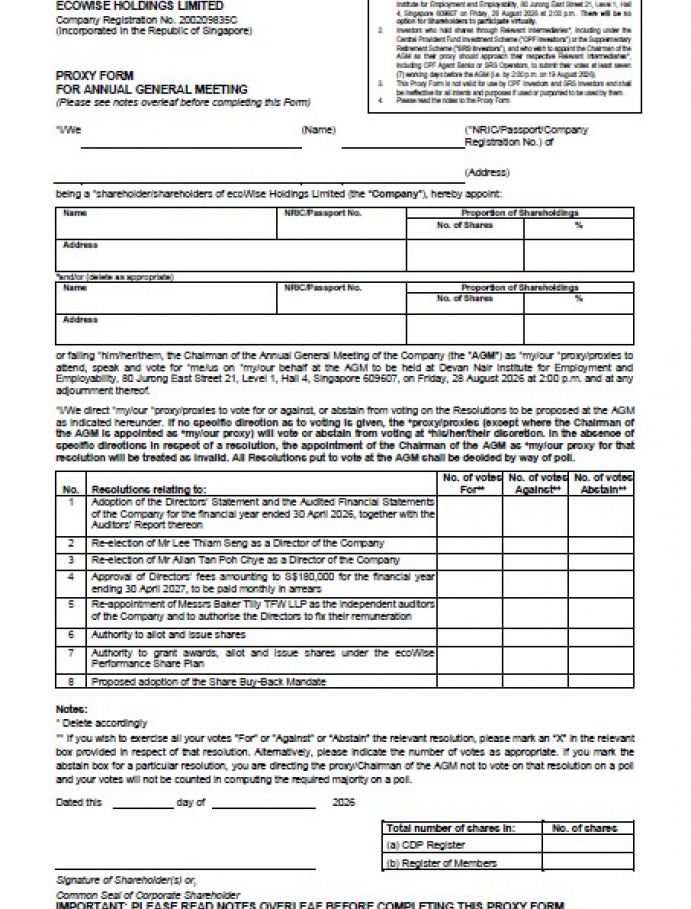 Proxy Form 2026